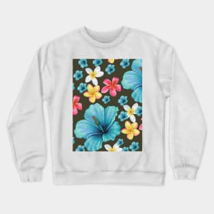 Diseño floral en tonos azules Crewneck Sweatshirt